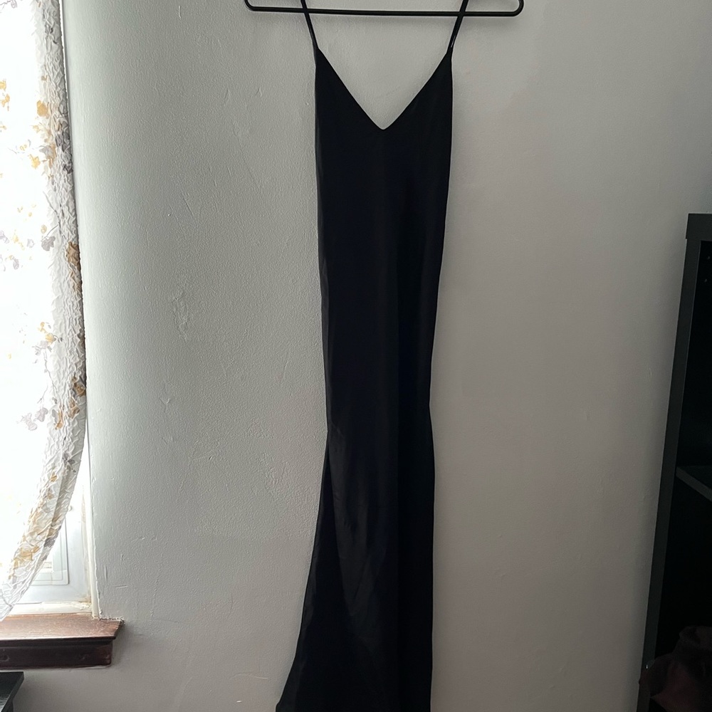 Silk Maison Black Silk Slip Dress, Midi Size Small